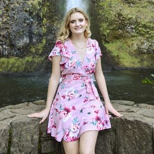 4/$25 Pink Floral Wrap Dress